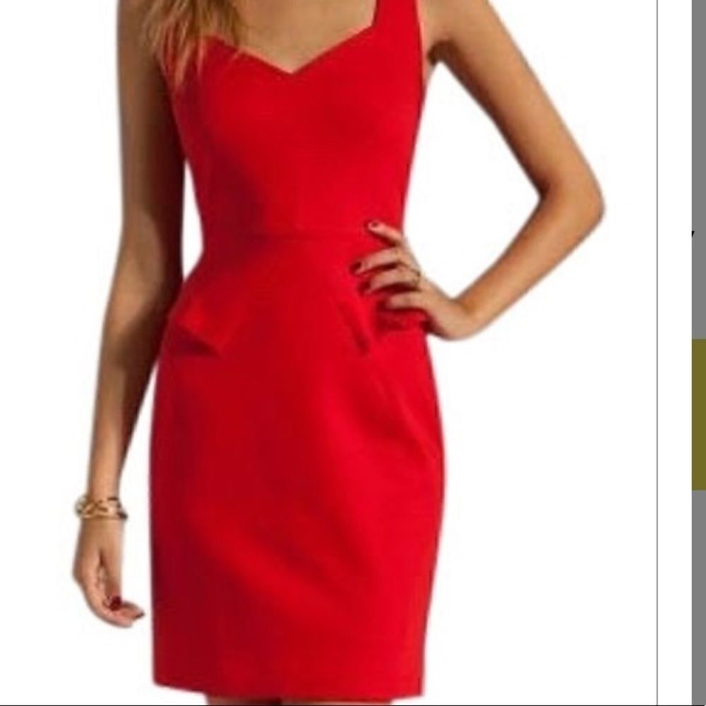 Trina Turk Carmichael Ponte Peplum Style Tank Dress in Cherry - Picture 2 of 9